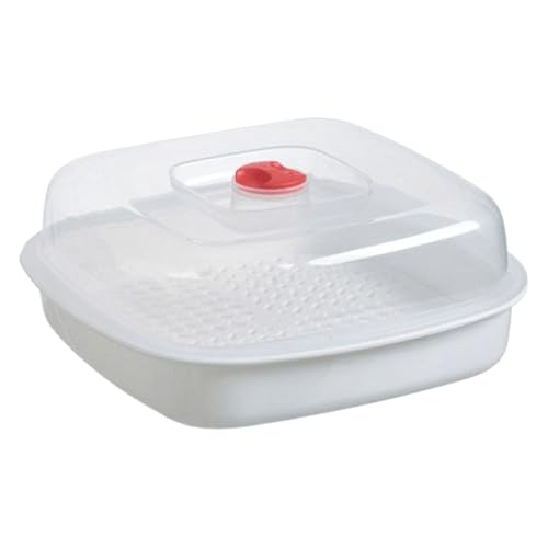 Papaquade Micro-ondes, Vapeur Rapide, 20,8x20,8x8,5 Cm, Conteneur À Vapeur De Cuisine, Panier À Vap-eur Micro-ondes, Léger Et Portable, Idéal Pour Les...