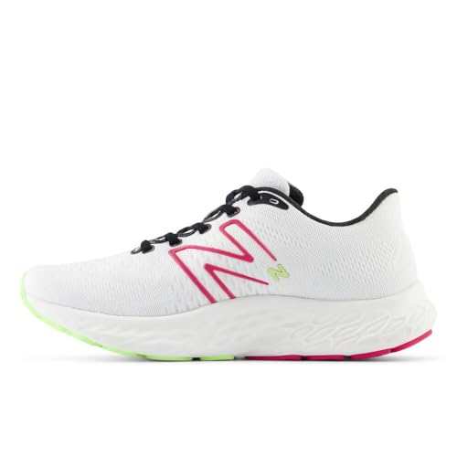 New Balance Women's Fresh Foam X Evoz V3 Running Shoe, White/Carnival Pink/Bleached Lime Glo, 5