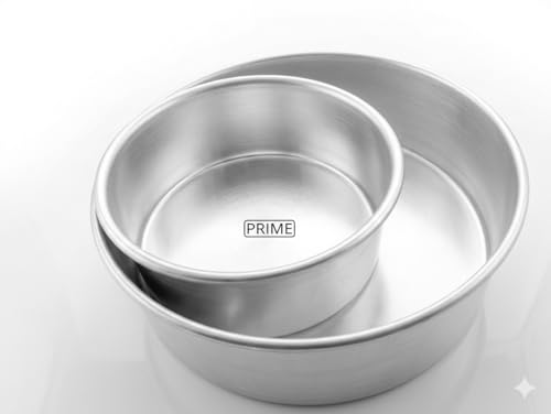 Image of Prime Bakers and Moulders Round Aluminium Cake Baking Mould for Oven 3 Inch Depth (Silver) (9,10 Inch)