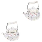 Tetera esmaltada-- pote de agua decorativo --- tetera estilo francés con motivo floral, antigua y muy decorativa. además, el aspecto vintage de la olla se adapta a cualquier cocina y llama la atención.