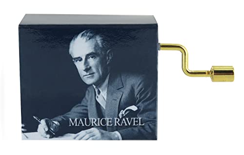 Lutèce Créations Hand-cranked musical box/music box made of cardboard with 18-note musical mechanism and portrait of Maurice Ravel - Boléro (Maurice Ravel)
