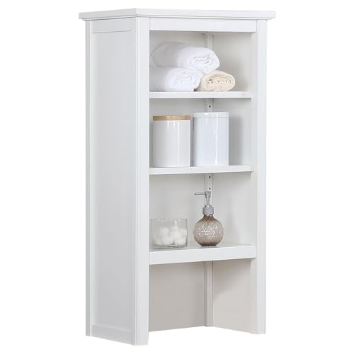 Alaterre Furniture Dorset Bathroom Shelf Hutch – 13-Inch-Deep Shelving Unit with Adjustable Shelves, White Bathroom Cabinet for Towels, Toiletries & Storage Organization by Alaterre Furniture - Used condition - US$52.78