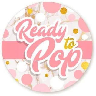 Ready To Pop Baby Shower Stickers | 40 Pack 2" Round Faux Glitter Stickers For Popcorn Bags Or Favors