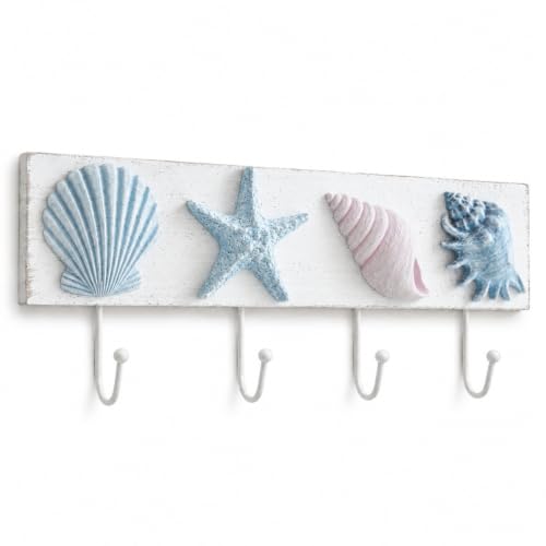Tide and Tales Seashell Towel Rack, Beach Decor for Bathroom, Coastal Theme