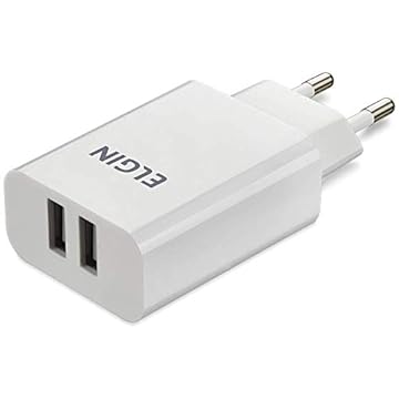 Carregador USB 2 Entradas Elgin 5V 10W Bivolt Branco