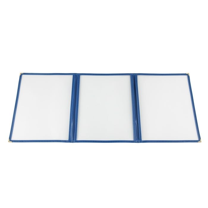 CAC Foodservice 3 Pocket Menu Cover MCP3-911BL Blue 8.5x11 inch