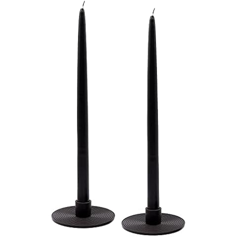Taper Candle Holder Set of 2 Made in Dark Grey Silicone, Candlestick Holders for Dinner Table Decor. Candle Holders to Decor Table Round Shape, Concentric Circles and Minimalist Home Decor Cover
