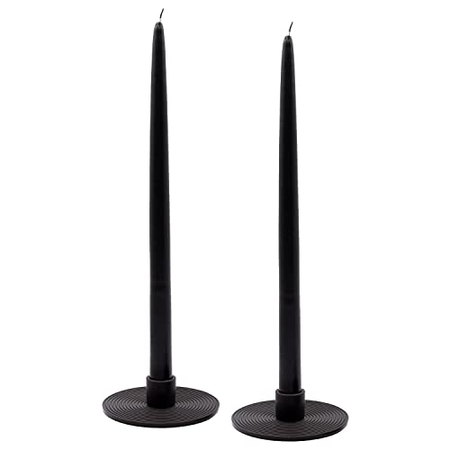 Taper Candle Holder Set of 2 Made in Dark Grey Silicone, Candlestick Holders for Dinner Table Decor. Candle Holders to Decor Table Round Shape, Concentric Circles and Minimalist Home Decor