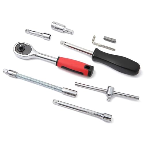 Jogo de Soquete com Maleta e Chave Catraca 46 Peças - Kit de Chaves Fenda, Phillips, Sextavado, Alle