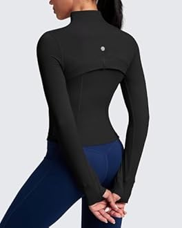 QUEENIEKE Women's Slim Fit Running Jackets - Long Sleeves Athletic Workout Gym Tops with Back Mesh Vent & Thumb Holes