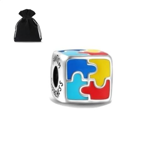 Charm Neurodivergent Cham, Charm autismo, Charm TDAH, Charm You Fit Me Perfectly, Plata ley S925, Circonita cúbica, Compatible pulseras europeas
