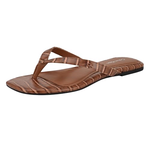 Calvin Klein Women's Stelea Sandal, Dark Natural Croco 120, 9