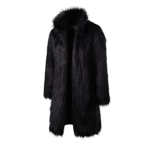 Image of Lisa Colly Mens Faux Fur Coat Jacket Winter Overcoat | Men's Faux Fur Long Jacket, Long Sleeve, Fluffy Warm, Winter Parka Coat