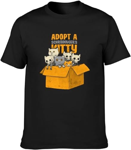 Adopt A Schrodingers Cat Alive Or Dead Austrian Famous Physicist Experiment Physical Black Men T-T-Shirts Hemden Graphic Printed Top Unisex Tee(X-Large)
