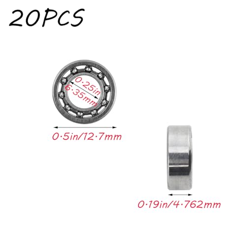 Image of Antrader Chrome Steel R188 Fidget Spinner Bearing High Speed Deep Groove Ball Bearing 6.35 x 12.7 x 4.762mm Pack of 20