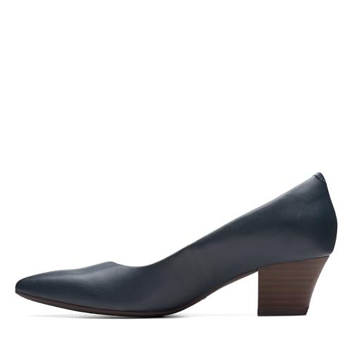 Clarks Collection Women's Teresa Step Pump, Navy Leather, 9.5 Medium US