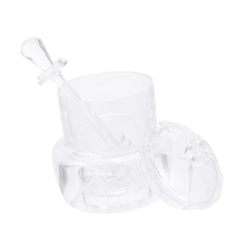 PRETYZOOM 1Set Acrylic Honey Jar with Dipper Syrup Dispenser with Lid Honey Pot for Kitchen and Dining for Drizzling Honey and Syrups