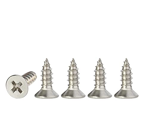 M4 Stainless Steel Self Tapping Screws,100pcs M4x12mm Phillips Flat Head Wood Srews DIY Woodworking Screws with Box (M4 X 12mm 100 PCS)