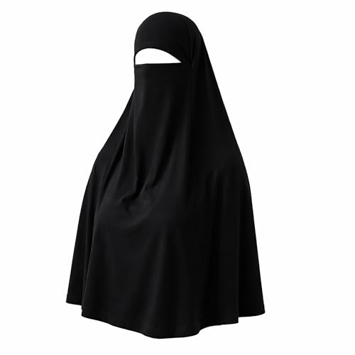 AMAL Niqab Muslim Nikab Women Burka Overhead Jilbab Long Hijab Abaya Khimar (Black)