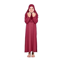 Robe De Prière Musulmane Pour Fille Avec Hijab - Coton Doux - Manches Longues - Tenue Islamique Enfant - 3