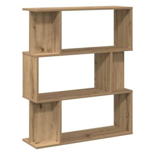 Yamxder 3-Tier Small Bookshelf 80 x 24 x 96 cm Artisan Oak Wood Composite Compact Bookcase for Bedroom Living Room Office Desk Side Storage Solution