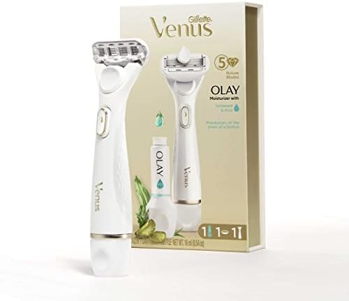Gillette Venus Radiant Skin Moisturizing Women’s Razor For Dry And Sensitive Skin With Olay Moisturizer Dispenser, 1 Serum, And 1 Razor Blade Refill