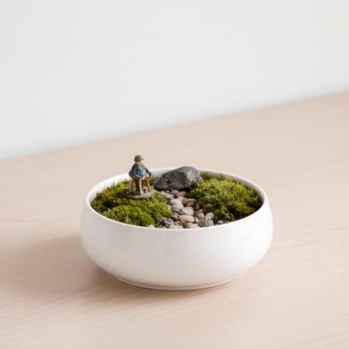 Bol de fleurs en céramique style pot de fleurs peu profond blanc - 6