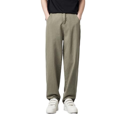 Washed Straight Leg Jeans, Mid Rise Loose Fitting Casual Pants