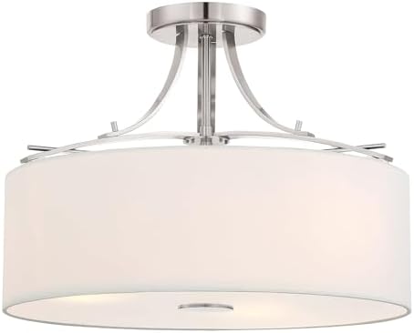 Minka Lavery 3307-84 Poleis Semi-Flush, 3-Light, 180 Total Watts, 16.5-in H x 12.5-in W, Brushed Nickel