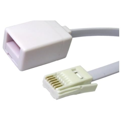 World of Data - 3m BT Telephone Extension Cable - White Coloured - BT Male Plug to Female Socket - 6 Core - Copper Wiring Cover