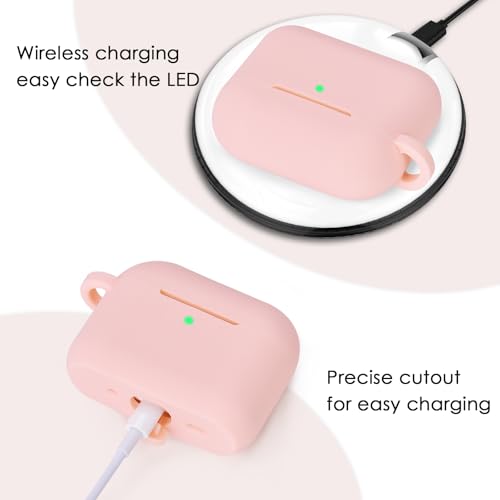 Image of VISOOM for AirPods Pro 3 Case 2025, Silicone Case for Apple Air Pods Pro 3rd Generation Cover Women, Cute iPods 3 Protective Cover with Bling Keychain & Cleaning Kit,Pink