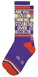 Gumball Poodle Funny Novelty Gift Socks for Men, Women and Teens, Cool Crew Socks (Made in the USA) (Are You Over Thinking What I'm Over Thinking?)
