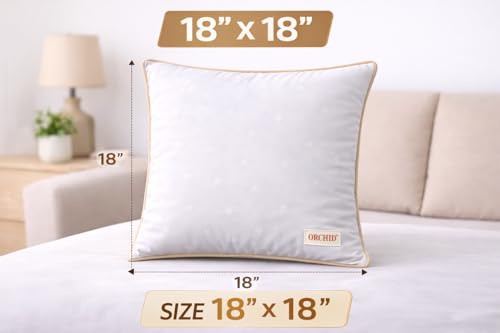 Image of Orchid Cushion Inserts for Sofa 18x18 Inch Pack of 4, Microfiber Filled Soft Square Cushions for Couch, Chair, Bed & Decorative Covers, Fluffy Support Pillow Pads, White