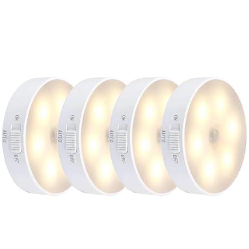 Kit 4 Lumin&aacute;ria Led inteligente Sem Fio Com Sensor de Presen&ccedil;a Movimento Recarreg&aacute;vel Com Cabo...