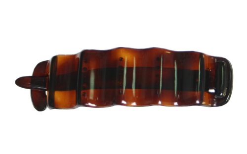 Caravan Wavy All Celluloid Acetate Barrette A Tight Non Metal Barrette In Tortoise Shell