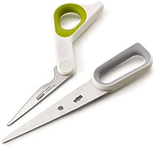 Joseph Joseph PowerGrip - Kitchen Scissors with Integrated Thumb Grip and herb stripper, White/Green