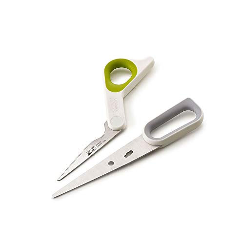 Joseph Joseph 10302 Power Grip Kitchen Shears Scissors with Thumb Grip and Herb Stripper Separates for Cleaning, Japanese Stainless-Steel, One-Size, White/Green