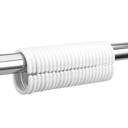 White Plastic Shower Curtain Rings 1.25 Inch - Glossy C-Type Hooks for Bathroom Shower Rods (24)