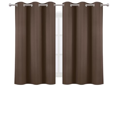 Image of LEMOMO Chocolate Brown Blackout Curtains 42 x 54 Inch Length Set of 2 Panels Grommet Bedroom Curtains for Living Room
