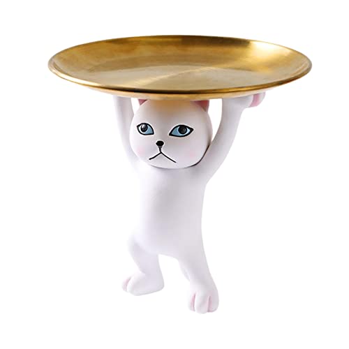 Statue de chat blanc avec plaque de fer CNCNSH pour décoration de table