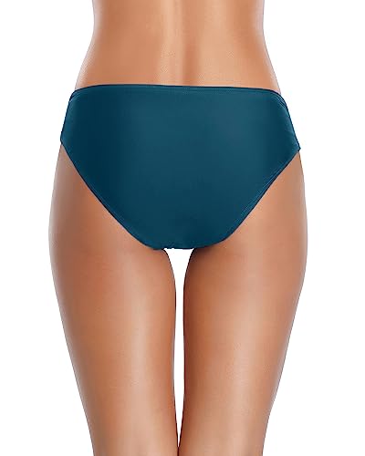 Image of Tempt Me Women Twist Bikini Bottom Moderate High Cut Bathing Suit Bottoms Ruched Swimsuit Bottom