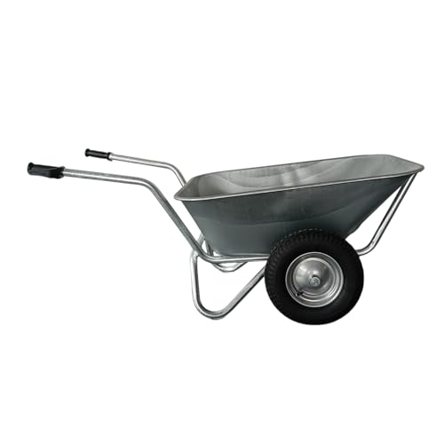 Kelberg Schubkarre Agro 200L bis 300kg 2 Rad Karre Großmulden Hofkarre Stallkarre Gartenschubkarre Futterkarre KELBERG 400-8 Silber 4PR Luft