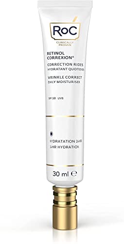 RoC - Retinol Correxion Wrinkle Correct Crema Hidratante Diaria SPF 30 - Crema Facial con Retinol y Vitamina E - Antiarrugas y Antiedad - 30 ml