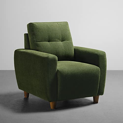 Image of Sleepyhead Yolo Designed by Duroflex - 1 Seater Sofa |Premium Fabric, Plush 3 Layer Cushioning |Modern Buttonless Tufted & Anti-Sag Comfort |Stylish & Durable |3 Years Warranty - Avocado Green