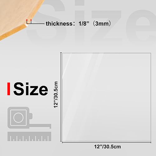 Image of KINLINK 12x12 Plexiglass Sheets 1 /8 inch Thick, 3mm Clear Cast Acrylic Sheet, Plastic Board for DIY Project, Craft, Window Glass, Table Top, Picture Frame, Acrylic Sign and Wedding Invitation 4 Pack