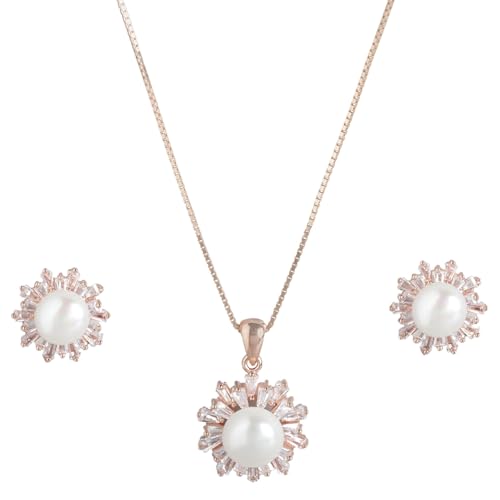 See full amazon price history chart for ZAVYA 925 Sterling Silver Encircled CZ Studded Freshwater Pearl Rose Gold Plated Jewelry Set | Gift for Women and Girls | With Certificate of Authenticity and 925 Hallmark ZAVYA 925 Sterling Silver Encircled CZ Studded Freshwater Pearl Rose Gold Plated Jewelry Set | Gift for Women and Girls | With Certificate of Authenticity and 925 Hallmark (B0CKNF3JTP) Amazon Price History, Amazon Price Tracker