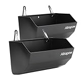 Altrapow 4.5 Quart Metal Goat Feeder with Clips and Nylon Tie Wraps, Hanging Metal Fence Feed Trough for Sheep, Duck, Turkey and Dog, Chicken Feeders and Waterers for Livestock, Black, 2 Pack