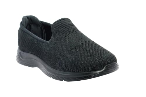 Image of WalkLine Women's Slip-On Walking Shoes | Lightweight Knitted Mesh Casual Sneakers | Soft PU Sole Comfortable Loafers | Breathable Running, Gym, Travel Shoes for Women