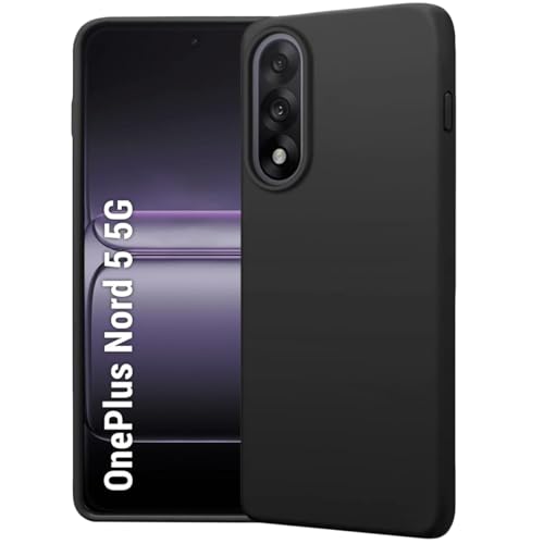 Image of LIRAMARK Liquid Silicone Soft Back Cover Case for OnePlus Nord 5 5G| Soft Micro-Fibre Lining Inside | Camera Protection Bump (Black)