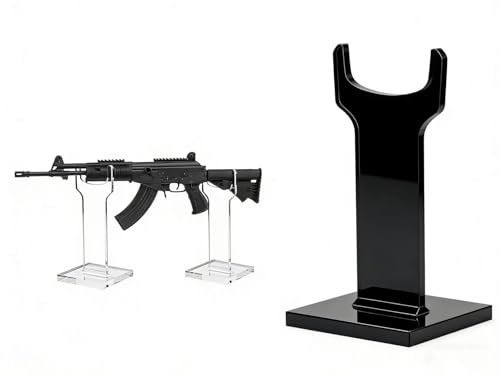 Rifle Display Stand, Clear Gun display stand, individual units for displaying angled or straight collectible rifles and guns Sold AS Single Units for Mixing Sizes. (Usually Pick 2) (Black, 10")